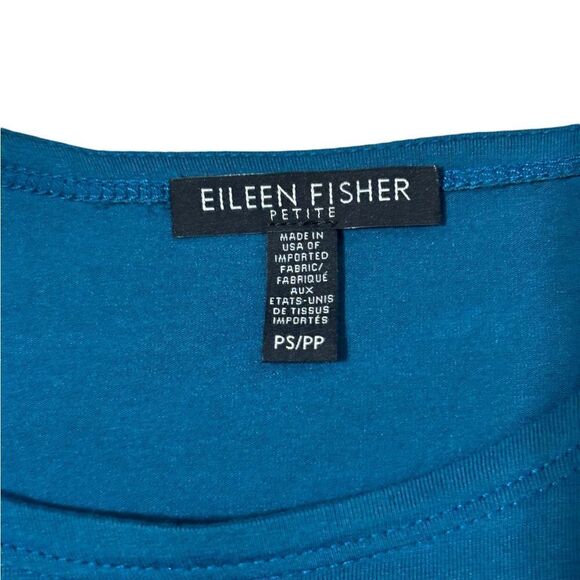 Eileen Fisher Teal Viscose Jersey Stretch Dress - Picture 3 of 6